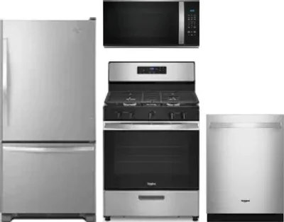 4 Piece Package Includes Refrigerator, Range, Microwave And Dishwasher