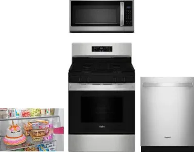 4 Piece Package Includes Refrigerator, Range, Microwave And Dishwasher