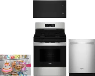 4 Piece Package Includes Refrigerator, Range, Microwave And Dishwasher