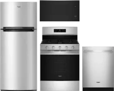 4 Piece Package Includes Refrigerator, Range, Microwave And Dishwasher