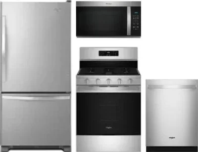 4 Piece Package Includes Refrigerator, Range, Microwave And Dishwasher