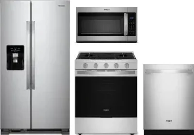 4 Piece Package Includes Refrigerator, Range, Microwave And Dishwasher