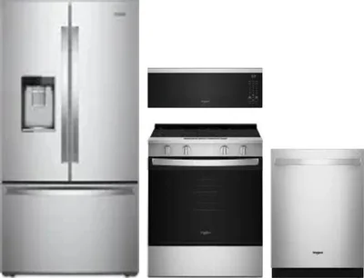 4 Piece Package Includes Refrigerator, Range, Microwave And Dishwasher
