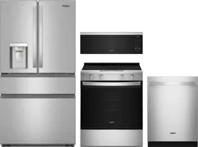 4 Piece Package Includes Refrigerator, Range, Microwave And Dishwasher