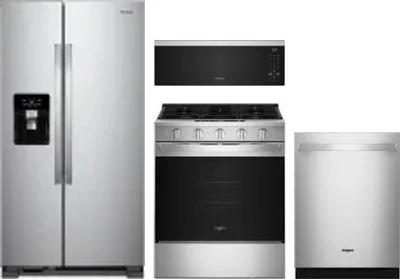 4 Piece Package Includes Refrigerator, Range, Microwave And Dishwasher
