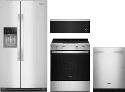 4 Piece Package Includes Refrigerator, Range, Microwave And Dishwasher