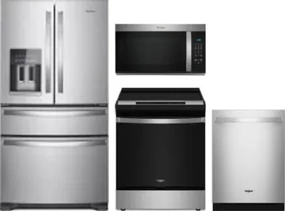 4 Piece Package Includes Refrigerator, Range, Microwave And Dishwasher