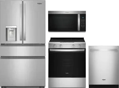 4 Piece Package Includes Refrigerator, Range, Microwave And Dishwasher