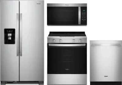 4 Piece Package Includes Refrigerator, Range, Microwave And Dishwasher