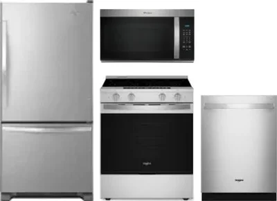 4 Piece Package Includes Refrigerator, Range, Microwave And Dishwasher