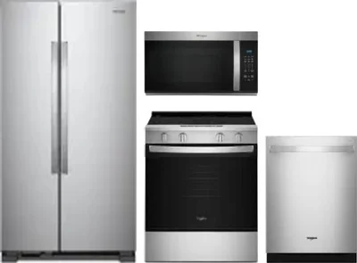 4 Piece Package Includes Refrigerator, Range, Microwave And Dishwasher