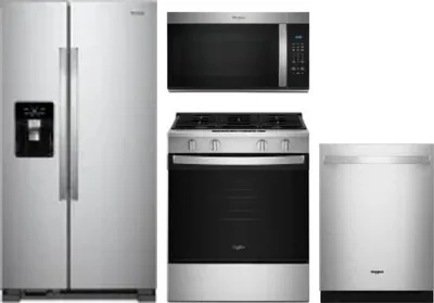 4 Piece Package Includes Refrigerator, Range, Microwave And Dishwasher