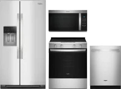 4 Piece Package Includes Refrigerator, Range, Microwave And Dishwasher