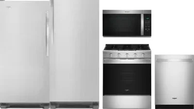 5 Piece Package Includes Refrigerator, Freezer, Range, Microwave And Dishwasher