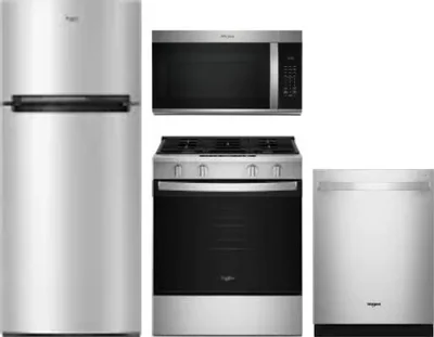 4 Piece Package Includes Refrigerator, Range, Microwave And Dishwasher