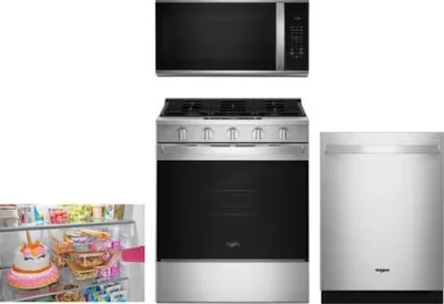 4 Piece Package Includes Refrigerator, Range, Microwave And Dishwasher