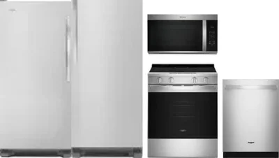5 Piece Package Includes Refrigerator, Freezer, Range, Microwave And Dishwasher