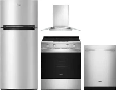 4 Piece Package Includes Refrigerator, Range, Hood And Dishwasher