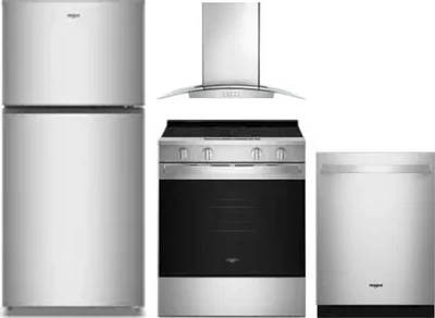 4 Piece Package Includes Refrigerator, Range, Hood And Dishwasher
