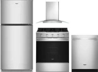 4 Piece Package Includes Refrigerator, Range, Hood And Dishwasher