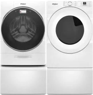 Side by Side Washer & Dryer Set on Pedestals