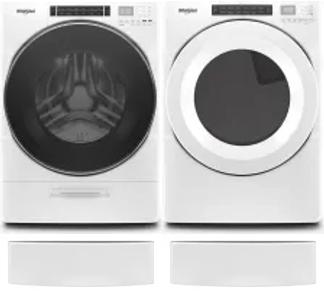 Side by Side Washer & Dryer Set on Pedestals