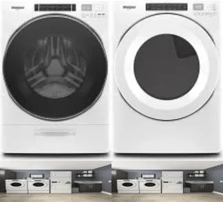 Side by Side Washer & Dryer Set on Pedestals
