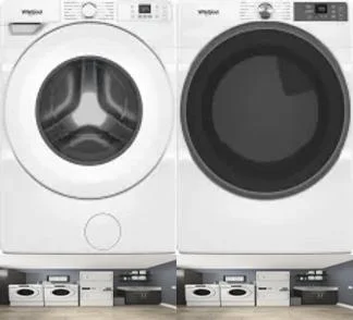 Side by Side Washer & Dryer Set on Pedestals