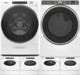 Side by Side Washer & Dryer Set on Pedestals