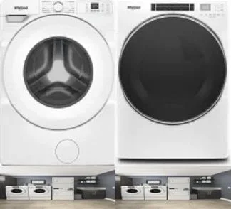 Side by Side Washer & Dryer Set on Pedestals