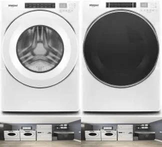 Side by Side Washer & Dryer Set on Pedestals