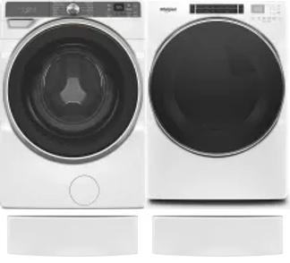 Side by Side Washer & Dryer Set on Pedestals