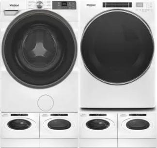 Side by Side Washer & Dryer Set on Pedestals