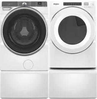 Side by Side Washer & Dryer Set on Pedestals