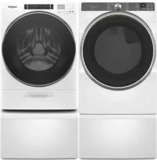 Side by Side Washer & Dryer Set on Pedestals