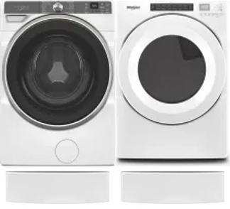 Side by Side Washer & Dryer Set on Pedestals