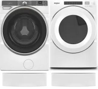 Side by Side Washer & Dryer Set on Pedestals