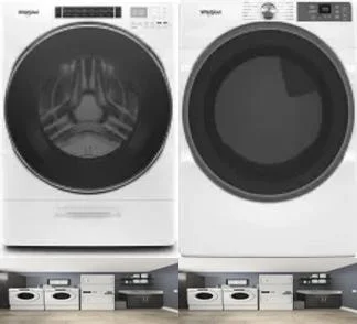 Side by Side Washer & Dryer Set on Pedestals