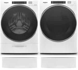 Side by Side Washer & Dryer Set on Pedestals