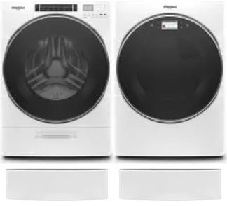 Side by Side Washer & Dryer Set on Pedestals