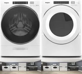 Side by Side Washer & Dryer Set on Pedestals
