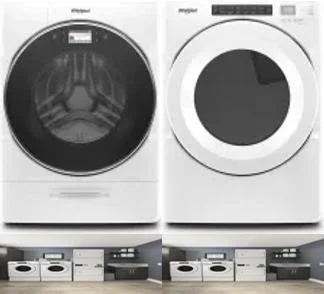 Side by Side Washer & Dryer Set on Pedestals